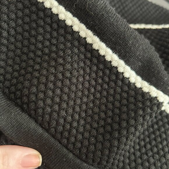 Chico's Women's Black and White Striped Waffle Knit Crewneck Sweater M - Picture 9 of 13